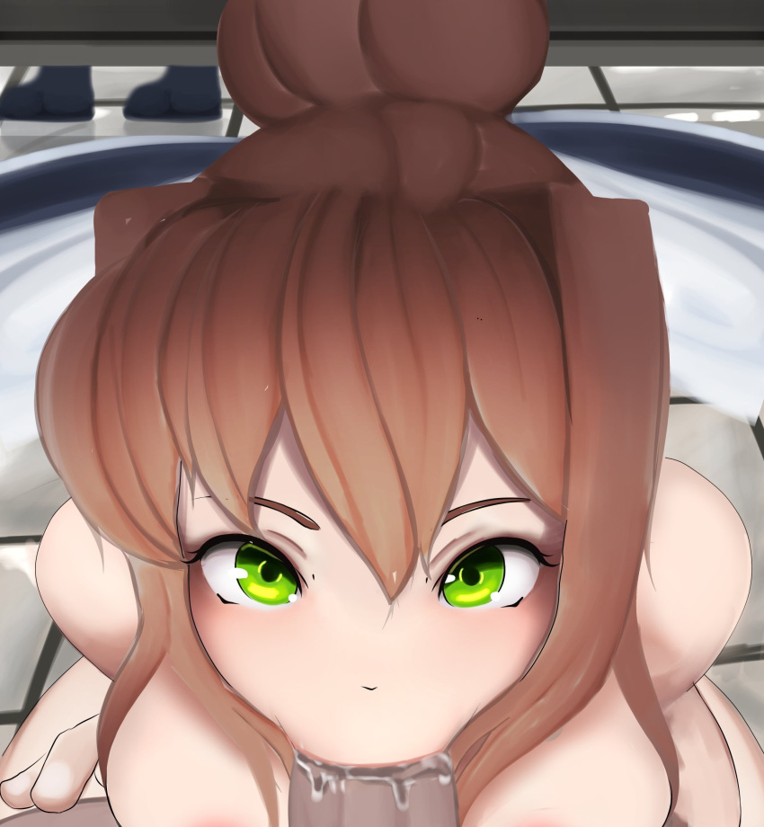 Rule 34 – 1girls 2boys artemitzuki (artist) blowjob doki doki literature club fellatio female green eyes hidden sex male monika (doki doki literature club) naked naked female nude nude female oral oral sex penis pov | 9126153