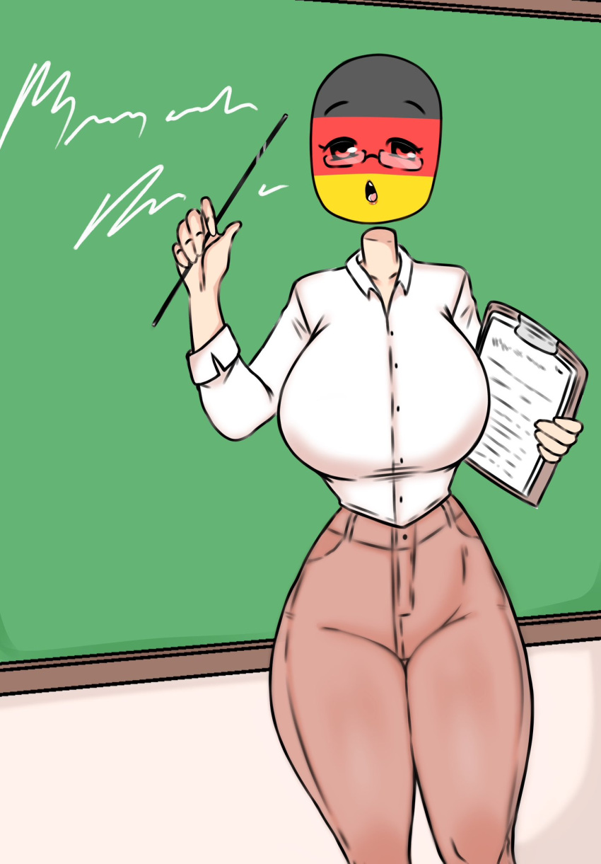 Rule 34 - 1girls Big Breasts Chalkboard Comission Countryhumans  Countryhumans Girl Flawsy Germany (countryhumans) Glasses Lips Pants  Questionable Teacher Teacher Outfit | 9185105