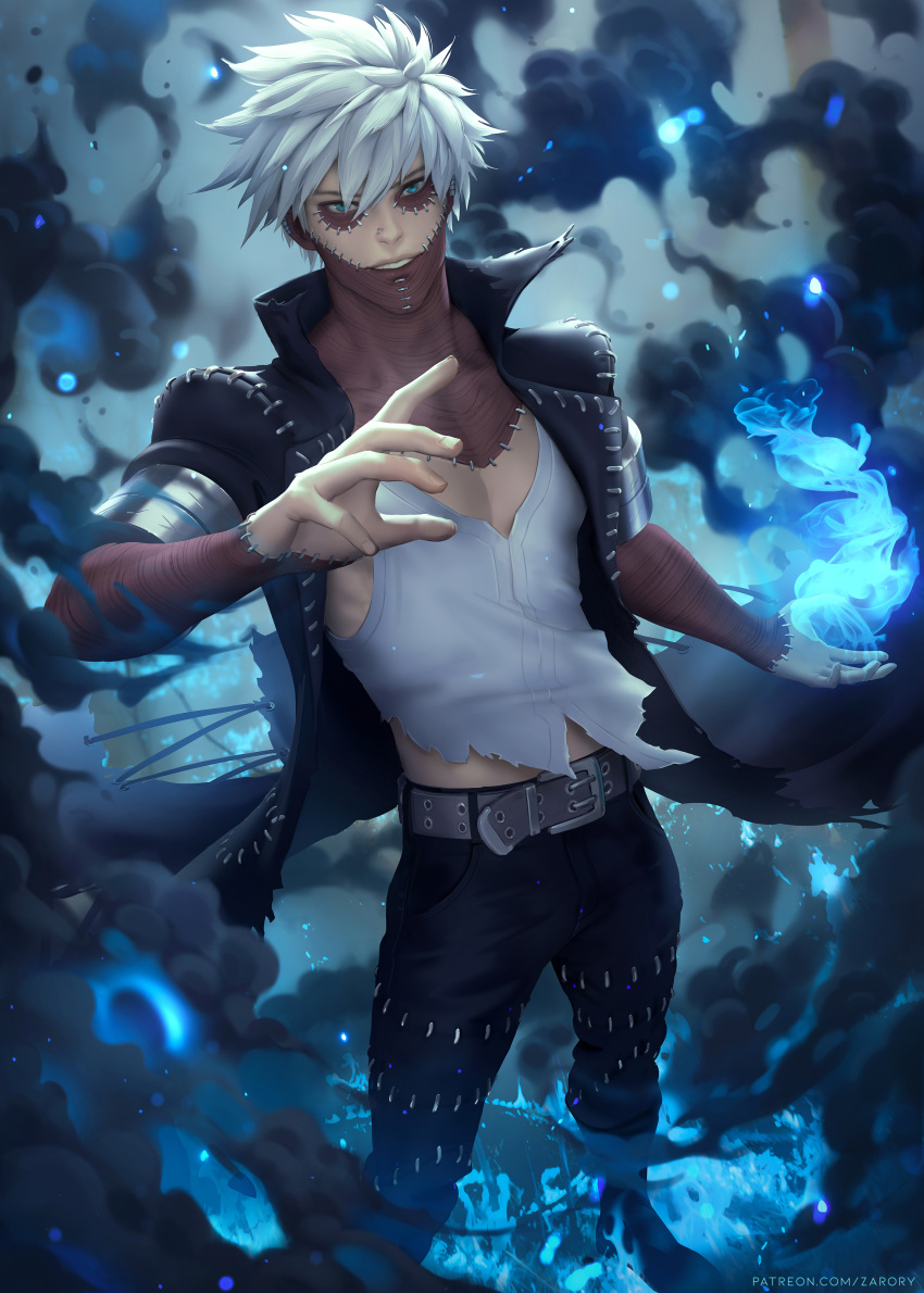 Rule 34 – black coat black pants blue eyes blue flame boku no hero academia dabi male only my hero academia scars smoke solo male touya todoroki white hair white shirt zarory | 9230951