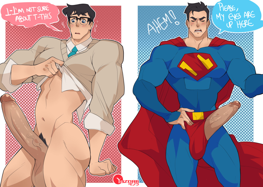 Rule 34 – 1boy absurdres bara black hair bodysuit clark kent clothes lift colored skin dc comics english text gay glasses grey sweater highres large penis male focus male only mature male muscular muscular male navel penis shirt lift superhero superman superman (series) sweater thick thighs thighs white skin yozorac1 | 9114682