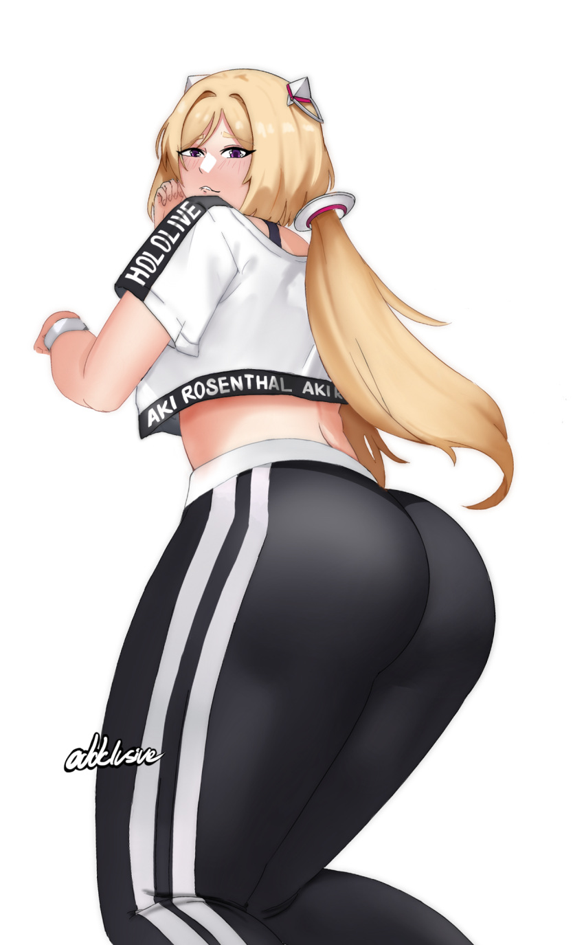 Rule 34 - 1girls 2023 Aki Rosenthal Ass Big Ass Black Leggings Black Pants  Black Yoga Pants Blonde Hair Female Hololive Hololive Japan Leggings  Looking At Viewer Looking Back Midriff Oddsessive Pants