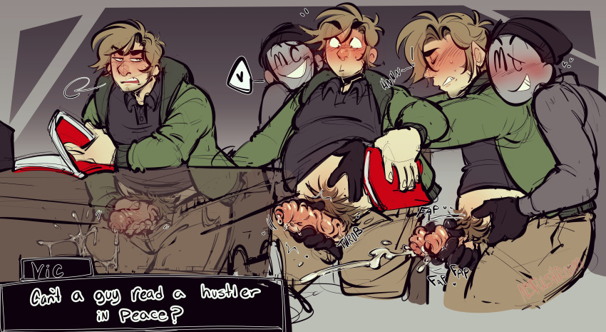 Rule 34 – ambiguous gender anon bileshroom exhibitionism foreskin from behind position frost bite handjob handjob from behind in public jerking off another jerkingoff jerkingoff another male/ambiguous masturbating other masturbation through clothing purpleverse under desk under the table vic porter visual novel | 9157321