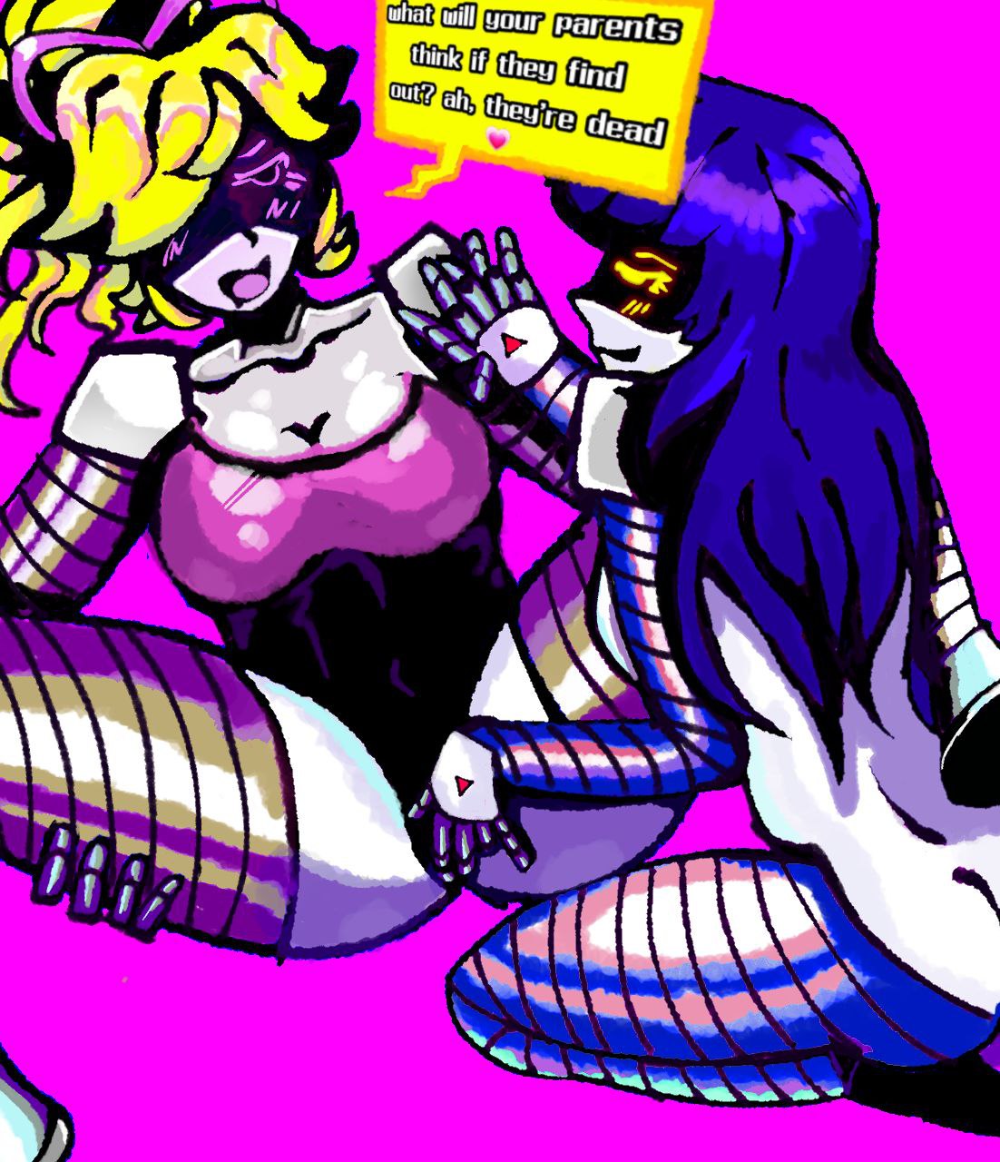 Rule 34 - 2girls Bra Breasts Dolbaeb12345 Doll (murder Drones) Female Only  Holding Hands Lesbian Sex Lizzy (murder Drones) Murder Drones Pink Eyes  Ponytail Robot Robot Girl Robot Humanoid Self Upload Sex