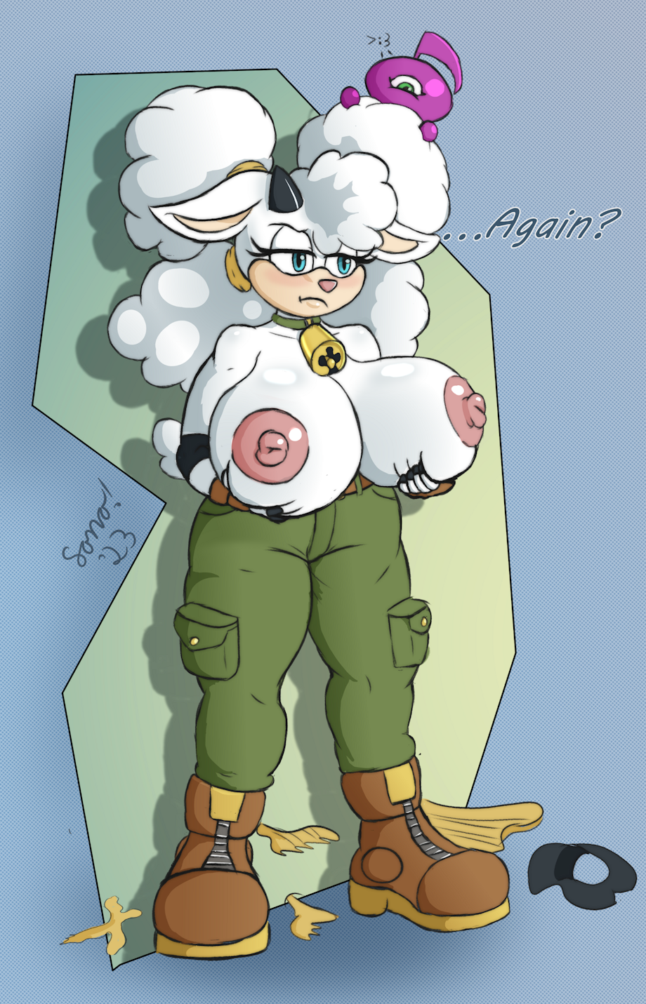 Rule 34 – 1girls anthro bell bell collar belt belt buckle big breasts blue eyes boots bovid breasts breasts out caprine cargo pants collar cowbell ewe flashing fluffy grumpy holding breast idw publishing lanolin the sheep lanolin the sheep (sonic) mostly clothed sheep sheep girl shoes sonic (series) sonic the hedgehog (comics) sonic the hedgehog (idw) sonic the hedgehog (series) topless wardrobe malfunction white hair white wool wisp (sonic) wool wool (fur) | 9298060