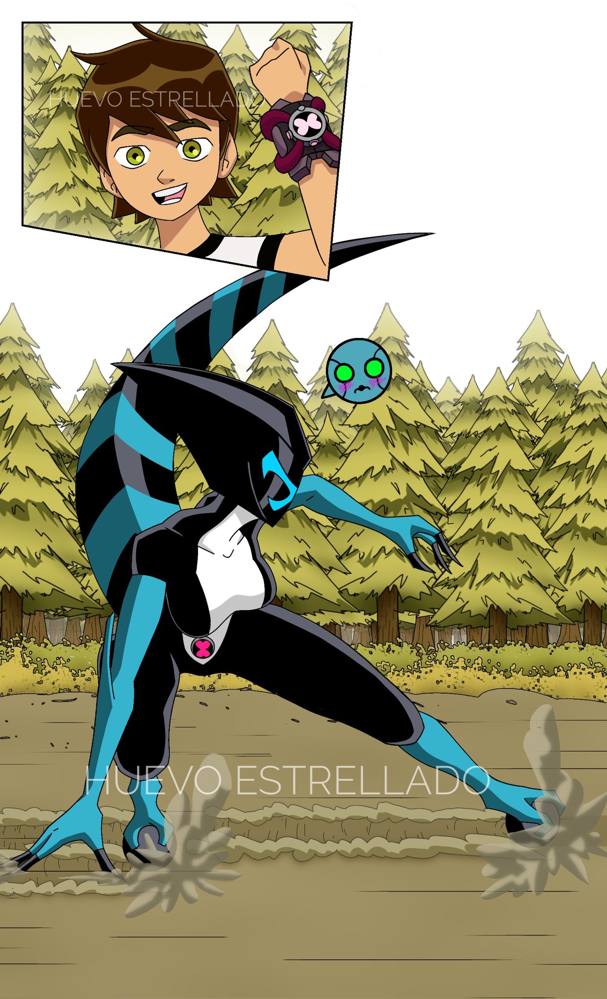 Rule 34 - 1boy 1girls Ben 10 Ben Tennyson Blue Skin Chaquetrix Day  Embarrassed Forest Helmet Huevoestrellado Kineceleran Mask Outside Pout  Running Sky Smile Tail Xlr8 | 9356765