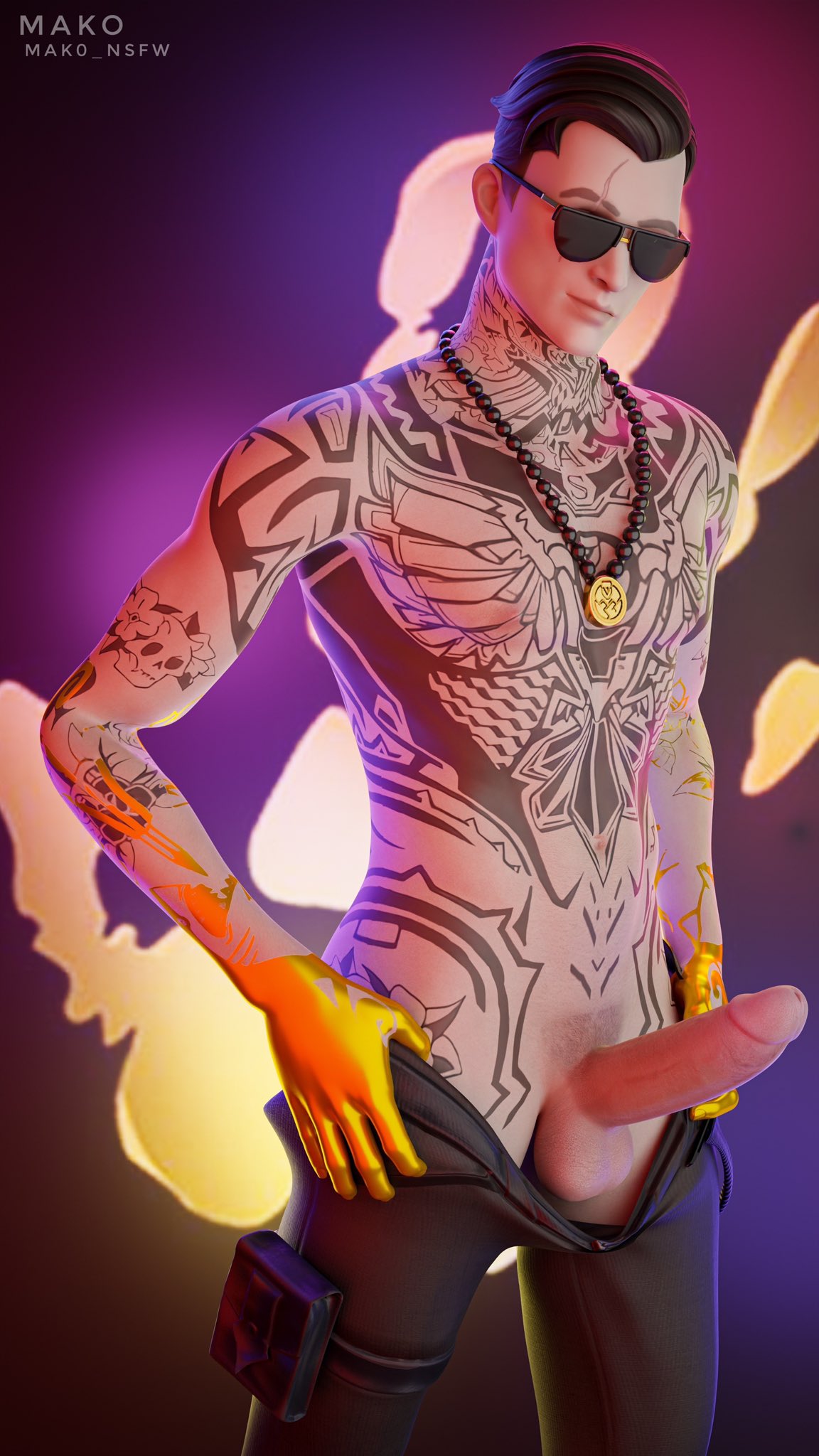 Rule 34 - 1boy 3d Big Penis Black Hair Erection Fortnite Gold (metal) Gold  Hands Handprint Mak0 Nsfw Male Male Focus Male Only Midas (fortnite)  Midsummer Midas Necklace Pale Skin Pants Open