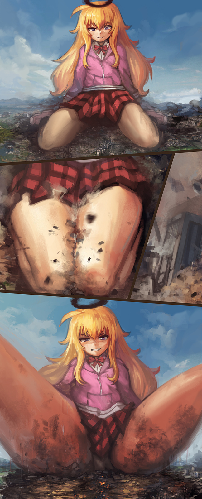 Rule 34 - 1girls Blonde Hair City Destruction Gabriel Dropout Gabriel Tenma  White Giantess Long Hair Skirt Thighs Yilx | 9334121