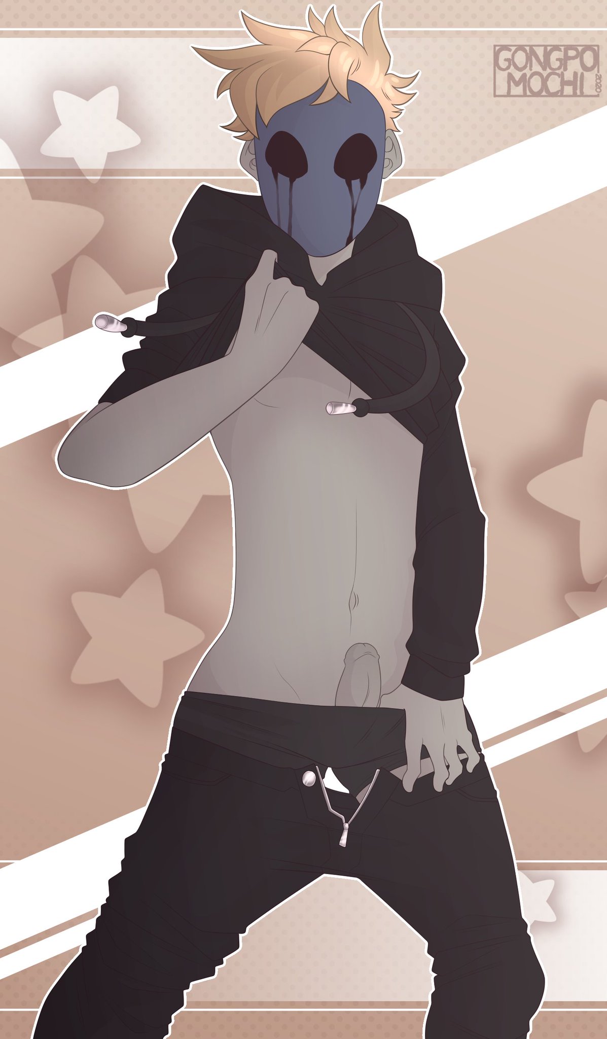 Rule 34 - 1boy Brown Hair Creepypasta Erection Eyeless Jack Gongpomochi  Looking At Viewer Mask Pants Down Penis Short Hair Solo Solo Focus | 9409529