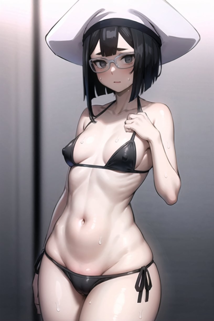 Rule 34 - Ai Generated Bikini Top Bra Breasts Female Female Focus Female  Only Glasses Hat Looking At Viewer Micro Bikini Nervous Nervous Face  Reginleif (shuumatsu No Valkyrie) Shuumatsu No Valkyrie Small