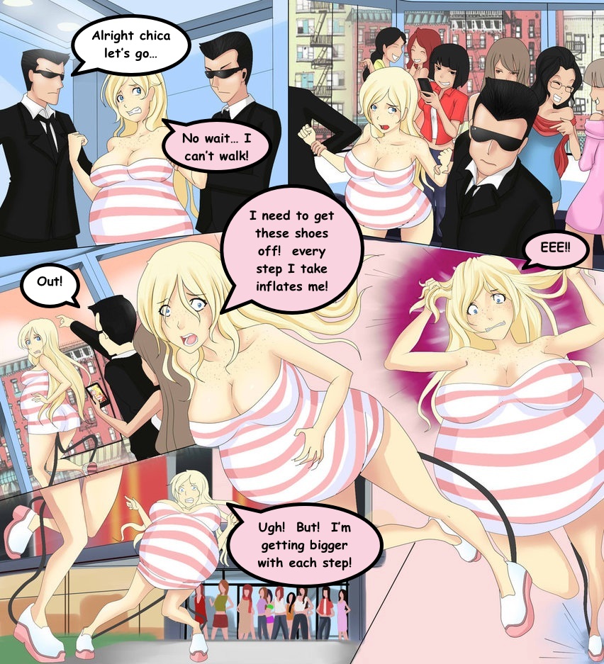 A Rule 34 comic featuring a blonde with an inflated belly