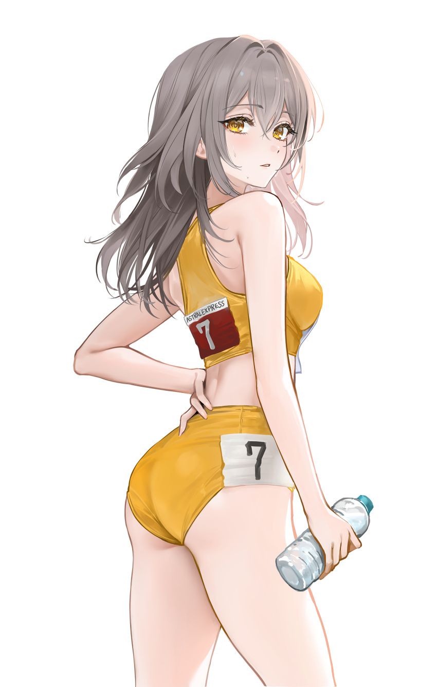 Rule 34 – 1girls ass bare arms bare shoulders blush breasts crop top female grey hair hand on hip honkai: star rail honkai (series) medium breasts rity sideboob solo sports bra sportswear stelle (honkai: star rail) thighs trailblazer (honkai: star rail) water bottle yellow eyes | 9345432