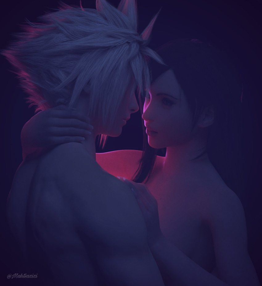 Rule 34 - 3d 3d (artwork) 3d Animation 3d Model About To Kiss Black Hair  Blonde Hair Cloud Strife Dark Background Dimly Lit Embrace Female/male  Final Fantasy Final Fantasy Vii Final Fantasy