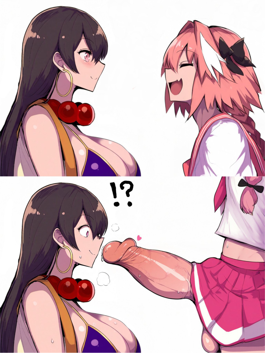 Rule 34 - 1boy 1girls Ai Generated Astolfo (fate) Astolfo (fate/apocrypha)  Balls Big Breasts Big Penis Black Hair Blush Breasts Closed Eyes Earrings  Fate/grand Order Fate (series) Femboy Femboy On Female Femboydom