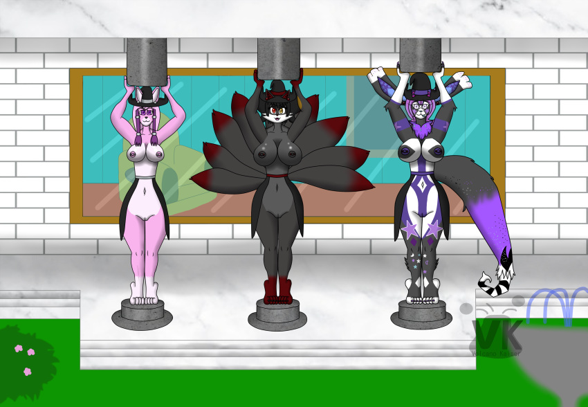 Rule 34 – asian mythology blixxi canid canine clothing ear piercing ear ring east asian mythology female garden group hat headgear headwear hi res hoppie hwasan (volcano-kaiser) kitna(species) korean mythology kumiho lagomorph leporid magic user mammal mythological canine mythological fox mythology nipple piercing nipples nude pedestal piercing rabbit ring piercing trio volcano-kaiser witch witch costume witch hat | 9292051