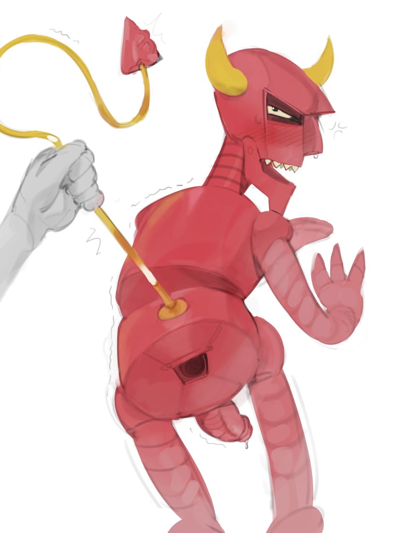 Rule 34 - Ass Back View Blush Erection Fangs From Behind Futurama Gay Horns  Humanoid Imminent Sex Kogito Looking Back Male Male Only Nude Penis Robot  Robot Devil Tail | 9371675