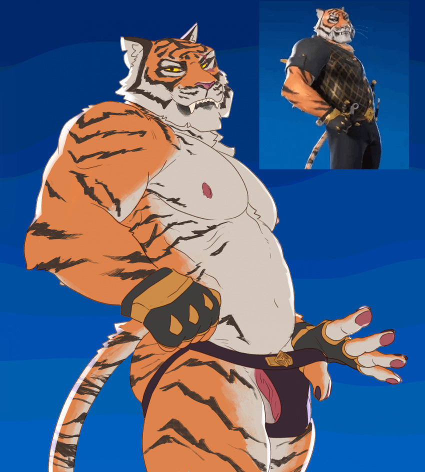 Rule 34 - Anthro Black Stripes Citrine Lion Clothed Clothing Clothing Aside  Epic Games Fangs Felid Fingerless Gloves Fortnite Fur Genitals Gloves  Handwear Hi Res Jockstrap Jockstrap Aside Jockstrap Only Looking At