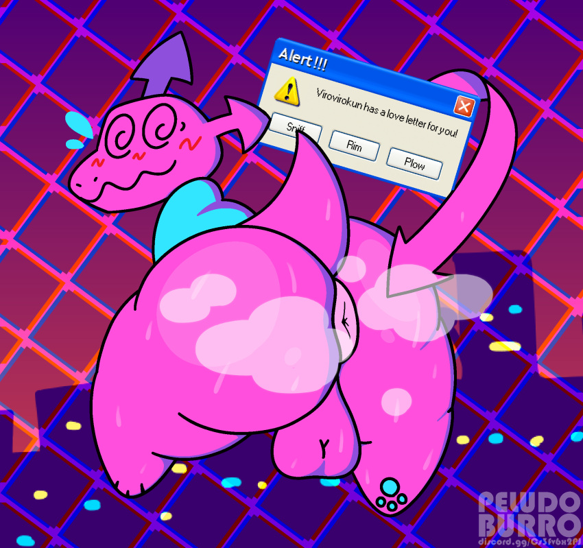 Rule 34 – anthro anus armless arrow sign ass balls big butt blue clothing blush blush lines bodily fluids bottomless butt focus city city background city skyline clothed clothing deltarune error message genitals grid grid lines hi res looking at viewer looking back male microsoft microsoft windows musk musk clouds pawpads peludoburro pink body puffy anus solo spiral eyes sweat sweatdrop sweaty butt sweaty genitalia thick thighs undertale (series) virovirokun windows xp | 9445028