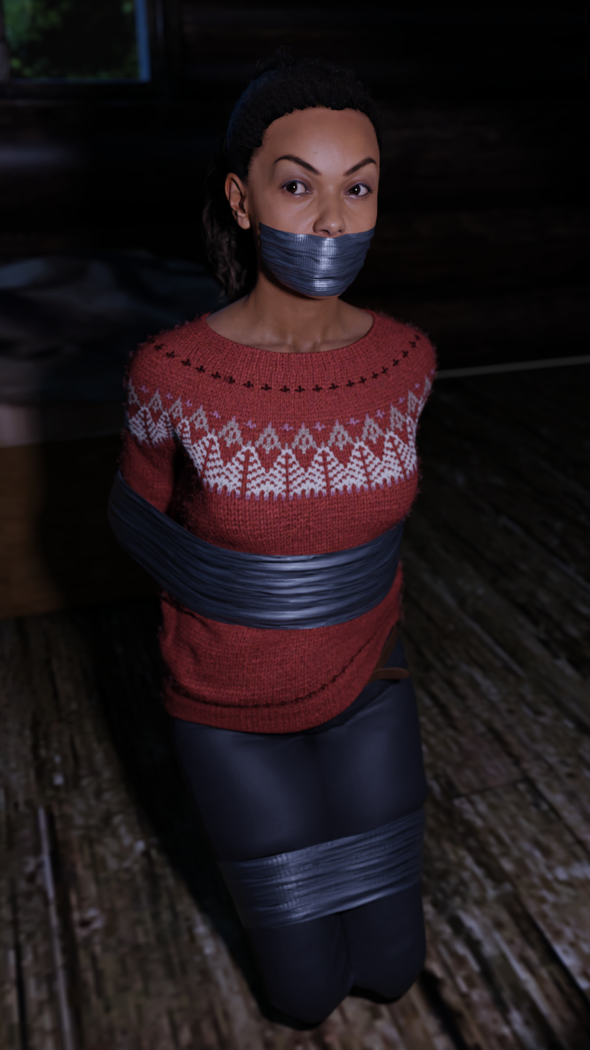 Rule 34 - 1girls Alan Wake Alan Wake 2 Blender Blender Taper Bondage Cabin  Christmas Sweater Clothed Dark-skinned Female Duct Tape Female Female Focus  Female Only Saga Anderson Sweater Tape Bondage Tape