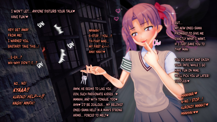 Rule 34 – betrayal dialogue misaka mikoto offscreen character offscreen sex pink hair school girl school uniform schoolgirl schoolgirl uniform shirai kuroko student text to aru kagaku no railgun twintails v-kris | 9572669