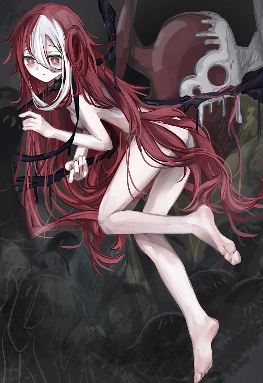 Rule 34 – 1girls bags under eyes barefoot collar completely nude feet female female focus full body hair between eyes long hair made in abyss messy hair narehate pale-skinned female pale skin prisoner red eyes red hair restrained sealily soles solo focus spiked collar two tone hair very long hair vueko wazukyan white streak | 9774522