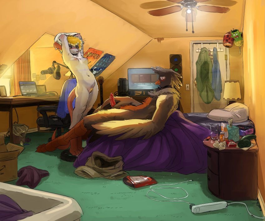 Rule 34 – absurd res aroused avian beak bed bedroom bird blonde hair blue clothing blue shirt blue topwear blush bodily fluids breasts cam (the-minuscule-task) clothing computer dildo duo electronics erection feathers female fur furniture genital fluids genitals green floor grey body grey feathers grey fur guitar hair hi res laptop leaking leaking precum light light beam lying male male/female mammal microphone murid murine musical instrument nude on back on bed oscine passerine penis plucked string instrument poster precum pussy rat rat tail red eyes red pussy robin (bird) rodent sex toy shirt standing string instrument sunbeam sunlight the-minuscule-task tissue tissue box topwear trash can tweety (the-minuscule-task) vaginal penetration white clothing white shirt white topwear yellow wall | 9708360