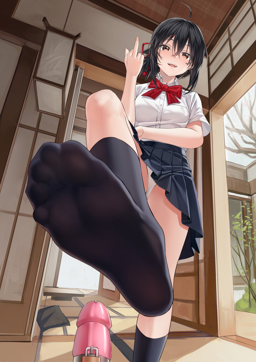 Rule 34 – absurdres ahoge black hair black skirt black socks bondage bow breasts brown eyes chastity cage collared shirt commentary request erection feet female foot focus foot out of frame hair between eyes hair ribbon highres indoors kimi no na wa. middle finger miyamizu mitsuha no shoes open mouth panties penis pleated skirt red bow ribbon shirt short hair short sleeves skirt small breasts smile socks soles solo focus standing standing on one leg toenails toes underwear white panties xo (xo17800108) | 9691802