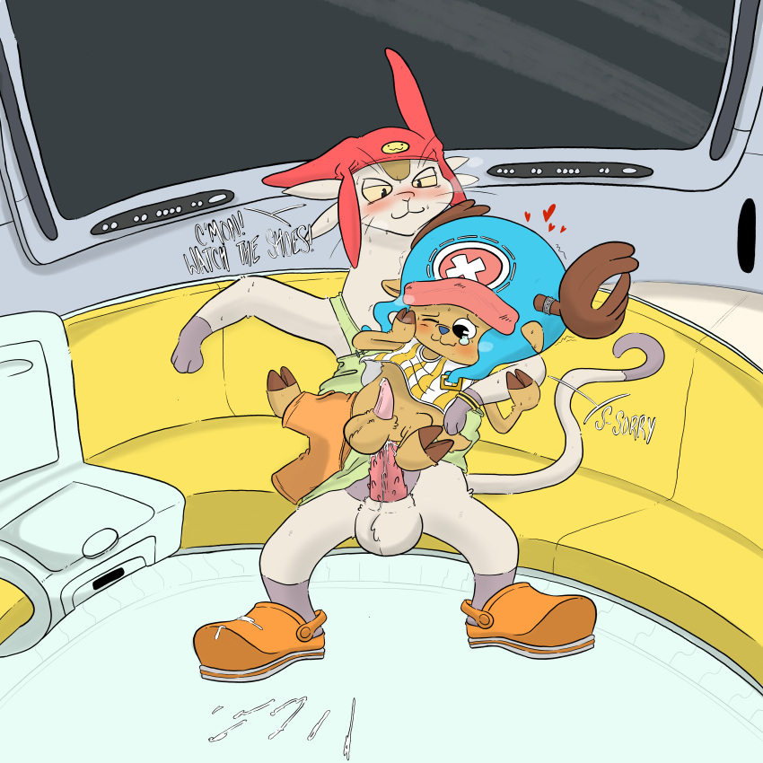 Rule 34 – absurd res anthro blush deer dialogue domestic cat duo ejaculation ejaculation while penetrated felid feline felis heart symbol hi res male male/male mammal meow (space dandy) new world deer one piece orangehattedotter reindeer space dandy tony tony chopper | 9782840