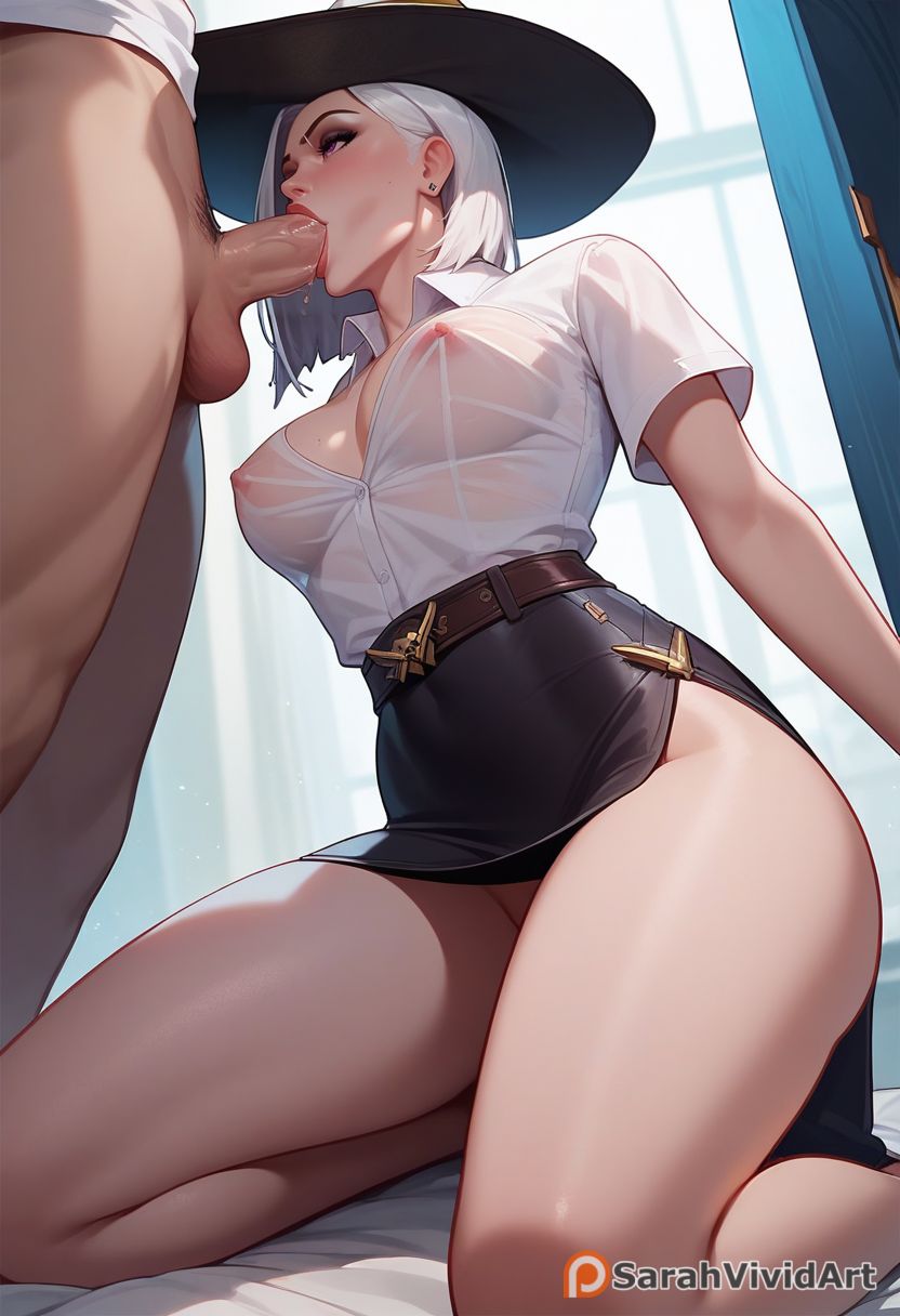 Rule 34 - 1boy 1girls Ai Generated Ashe (overwatch) Black Skirt Blizzard  Entertainment Blowjob Button Down Shirt Clothed Cowboy Hat Deepthroat  Faceless Male Fellatio Female From Below Kneeling Medium Breasts Open Shirt