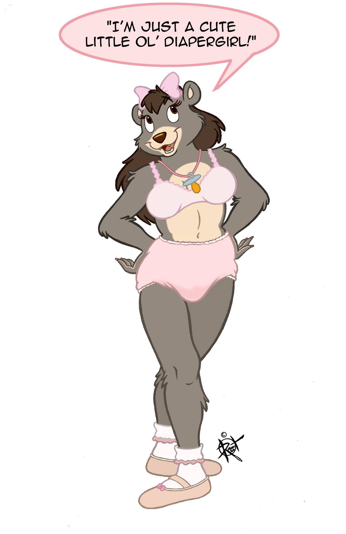 Rule 34 – anthro ballet ballet boots bear bodily fluids boots bow ribbon bra brown eyes brown hair clothed clothing dancewear dialogue diaper diaper cover digital media (artwork) english text female footwear genital fluids grey body hair hands on hips hi res mammal pacifier pacifier necklace peeing peeing self signature speech bubble text underwear urination urine vawlkee wearing diaper wet diaper wetting wetting diaper | 10180084