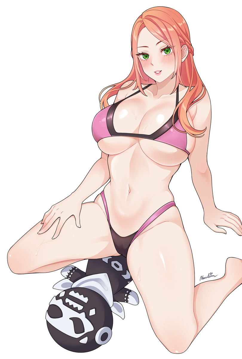 Rule 34 - 1girls Big Breasts Female Only Fit Female Footsoldier D Green  Eyes Narulinn Orange Hair Pink Bikini Pink Keeper Plush Plushie Ranger  Reject Thick Thighs White Background | 10257067