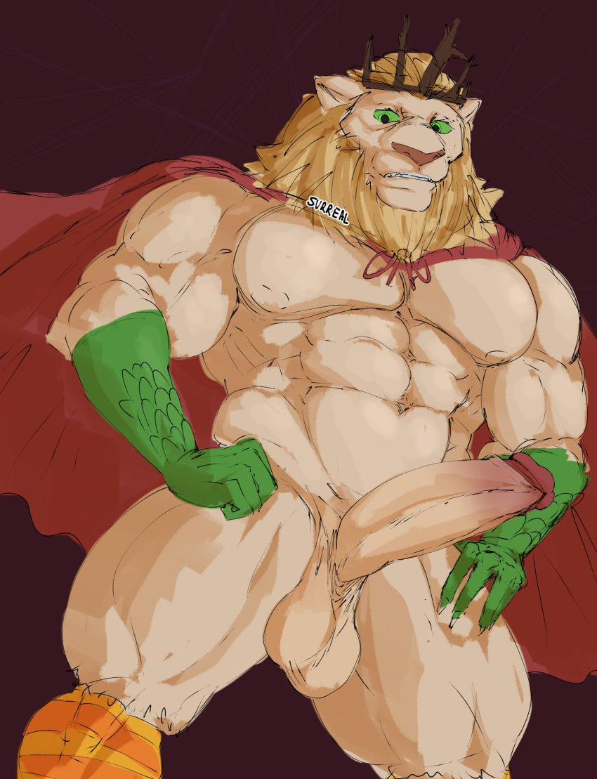 Rule 34 – adventure time anthro balls bara barazoku big balls big penis boner cape crown erection furry lion male male only muscles muscular onionsouls penis solo solo male vampire king | 10264348