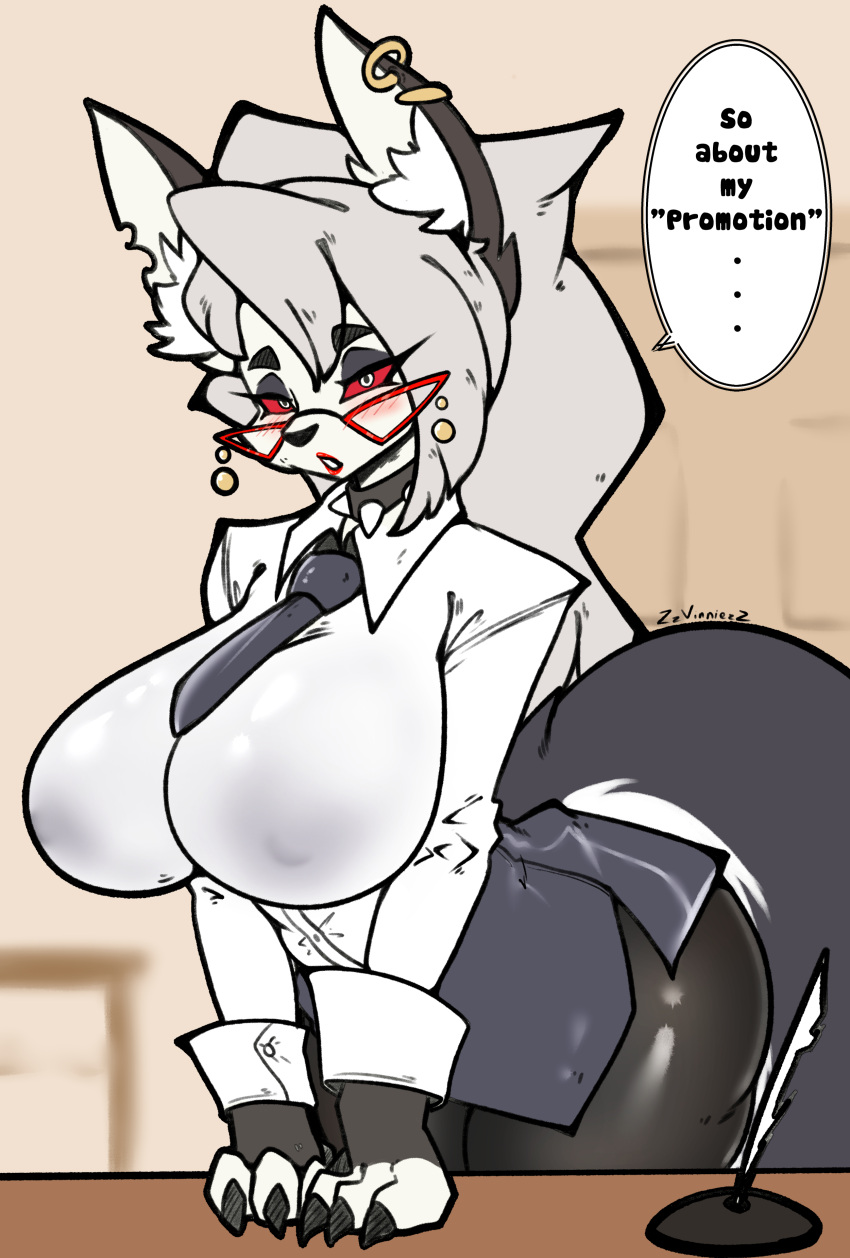 Rule 34 – 1girls 4 fingers anthro anthro female anthro only ass big ass big breasts big thighs blush blush breasts busty clothed clothing dialogue ear piercing earrings english english text female female female focus female only fully clothed fur furry furry only glasses helluva boss hips hourglass figure large ass large thighs loona (helluva boss) milf nipples visible through clothing office office lady red glasses red sclera skirt solo solo female solo focus tail thick tail thick thighs thighs tie voluptuous white eyes wide hips zzvinniezz | 10238773