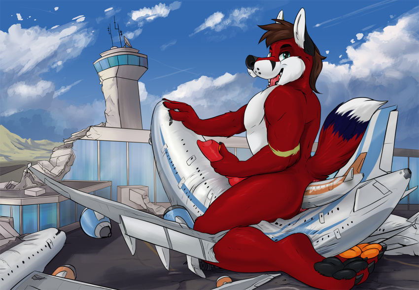 Rule 34 – aircraft airplane airport anal animal genitalia anthro anus ass bigdarkfluff blue fur brown hair canid canine canine penis crush crushed vehicle crushing destruction erection fur furry genitals green eyes hair improvised sex toy looking at viewer macro male male only mammal masturbation multicolored body multicolored tail penis rampage red body red fur sex toy in ass solo tail vehicle vehicle destruction white body white fur | 10213501