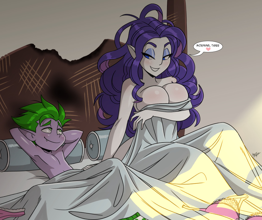 Rule 34 – 1boy 1girls aeolus06 aged up big breasts bigdad blue eyes blush breasts broken bed dialogue english text equestria girls female friendship is magic green eyes green hair heart long hair looking at each other male messy hair milf my little pony naked female narrowed eyes older female on bed pointy ears purple hair rarity (mlp) shaded sheet grab smaller male smile smiling at each other speech bubble spike (mlp) spoken heart taller girl under sheets very high resolution | 10154119
