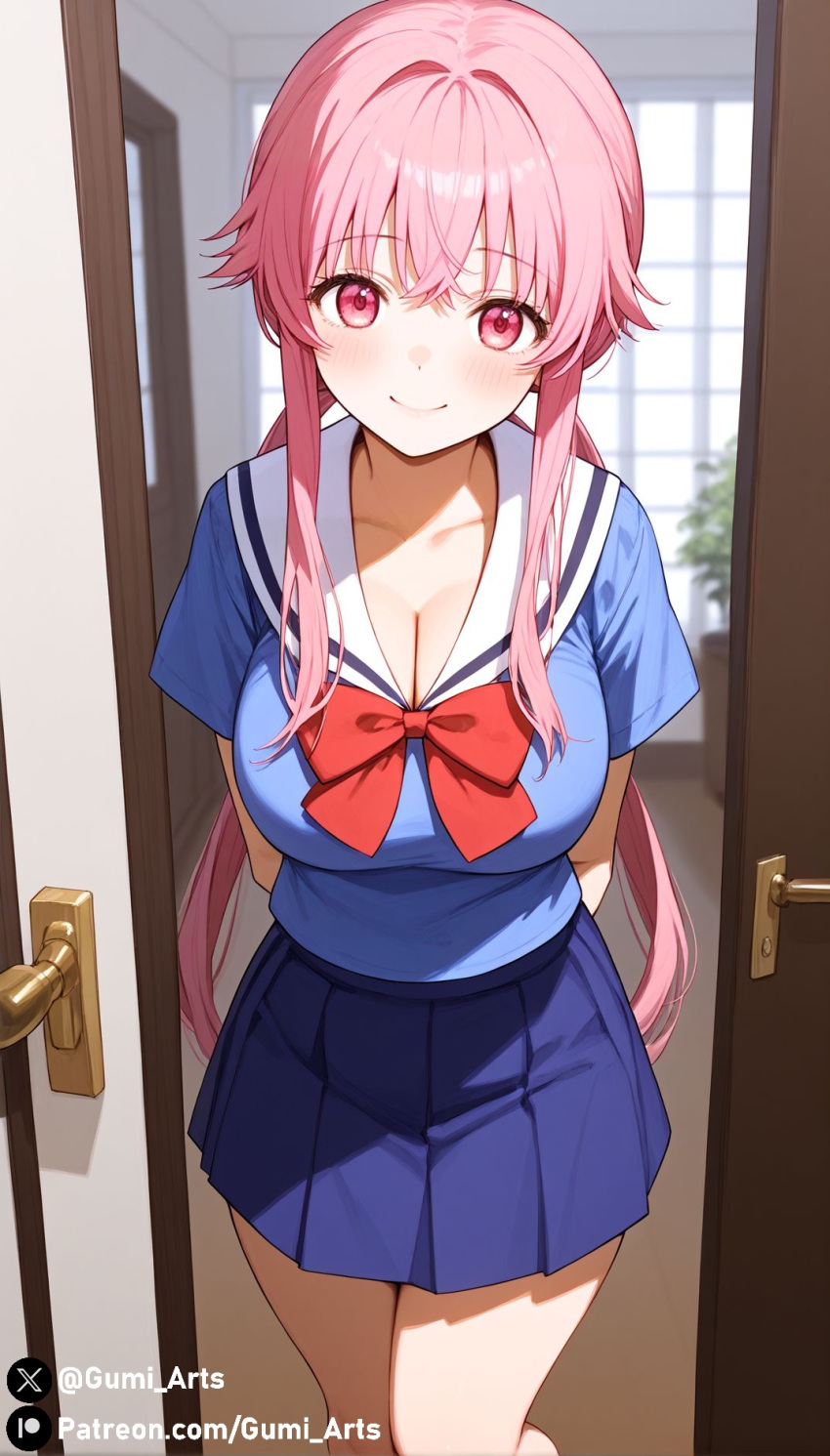 Rule 34 - Ai Generated Cleavage Doorway Gasai Yuno Gumi Arts Indoors Large  Breasts Looking At Viewer Mirai Nikki Pink Eyes Pink Hair School Uniform  Shirt Skirt Smile Stable Diffusion Thighs | 10279714