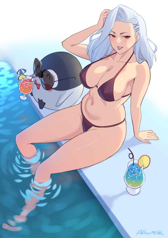 Rule 34 – 1girls 2024 allurmilk artist name artist signature beverage big breasts bikini bikini bottom bikini top bottomwear breasts cleavage clothed clothing curvaceous curvy curvy figure drink ear piercing earrings eyelashes female female focus hairclip half-closed eyes high-angle view large breasts light-skinned female light skin lipstick long hair looking at viewer nipple bulge original original character png pool poolside red eyes shiny skin sitting skindentation smile smiling smiling at viewer thick thighs topwear water white hair wide hips zheng | 10499931