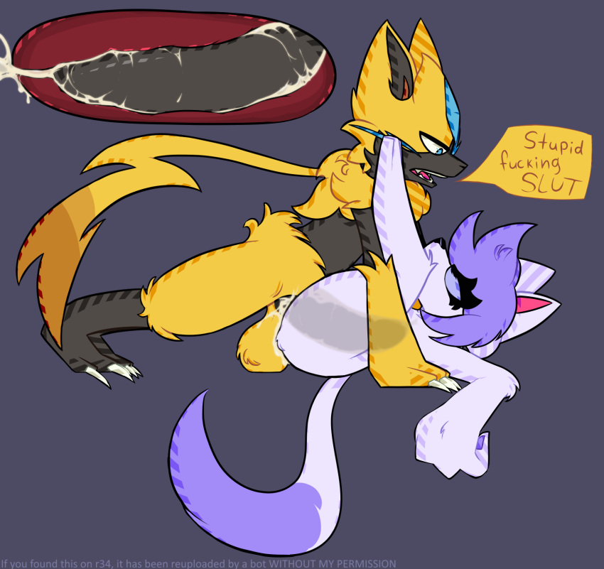 Rule 34 – anal anal sex anthro anthro on anthro balls bent over big balls big penis bodily fluids brown body brown fur canid canine cheek tuft claws cum cum inside cum while penetrated deep penetration degradation dialogue domestic cat duo ejaculation english text excessive cum excessive genital fluids facial tuft felid feline felis femboy fluffy fox from front position fur gemon generation 7 pokemon genital fluids genitals hair hi res legendary pokemon long penis male male/male mammal mating press nintendo pawpads paws penetration penis pinned pinned to ground pokemon pokemon (species) purple body purple hair sex shaded short hair speech bubble text tuft x ray view xray view yellow body yellow fur zeraora | 10492057