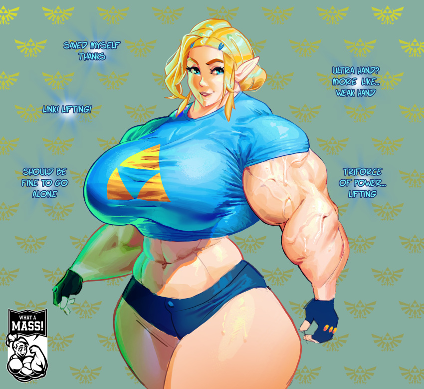 Rule 34 – 1girls abs biceps big breasts big muscles big thighs blonde hair blue eyes blue shirt fingerless gloves huge breasts jean shorts long ears muscular muscular arms muscular female muscular legs muscular thighs pointy ears princess zelda short hair shorts the legend of zelda tight clothing tight fit triforce veins veiny muscles what a mass! | 10526255