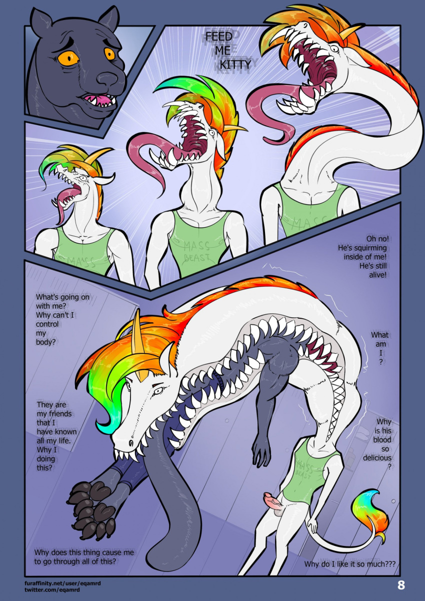 Rule 34 – abs anthro anthro prey athletic athletic anthro athletic male balls bangs big mouth (anatomy) big tongue biped body control body in mouth bottomless clothed clothing colored comic demon dialogue digital media (artwork) duo english text eqamrd equid equine erection felid fur gaping mouth genitals green clothing green shirt green topwear gym hair half naked head first hi res horn huge mouth humanoid genitalia humanoid penis in mouth in throat interspecies kadaus locker locker room long hair long story long tail long tongue male male/male male anthro male on anthro male pred male prey mammal mane monotone body monster mostly nude multicolored hair multicolored mane mythological creature mythological equine mythology neck bulge nipples open mouth oral vore pantherine partially inside pawpads paws penis peril possession rainbow hair rainbow mane same size vore sharp teeth shirt simple background soft vore standing story story in description stretched mouth swallowing tail tail tuft talking to another talking to partner teeth text tongue tongue out topwear transformation transformation sequence transformation through possession tuft unicorn unicorn horn unwilling pred unwilling prey vein veiny penis vore white body white fur yellow horn | 10503905