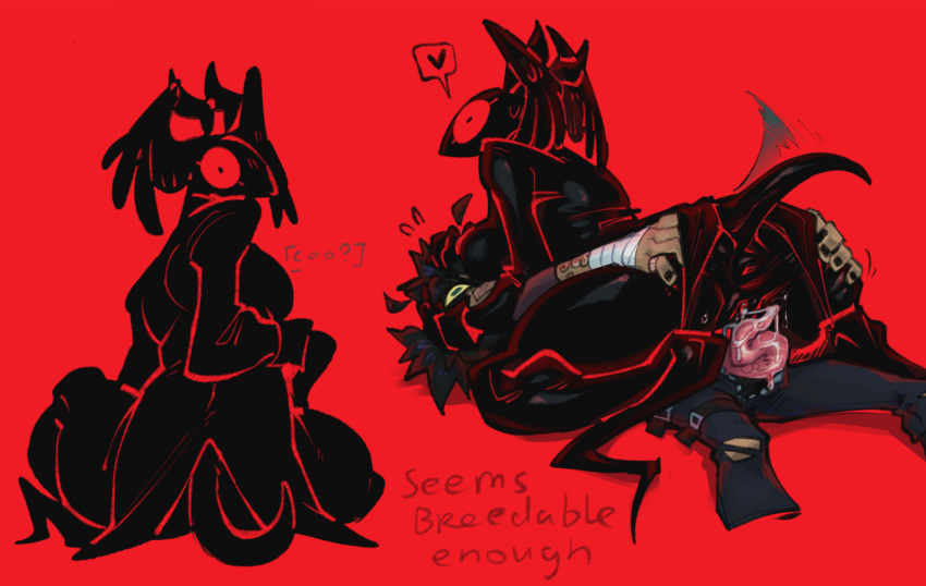 Rule 34 – anthro anus ass bandage black anus black body black clothing black pussy bodily fluids breasts bright colors btascandalist clothed clothing demon duo feathered wings feathers female genital fluids genitals head wings humanoid looking at viewer looking back lying male male/female nonbinary (lore) on back on bottom on front on top on top of penis prehensile penis puffy anus pussy rear view red background red sclera short tail simple background tail tail anus tapering penis thick thighs turning around wide eyed wings | 10386107