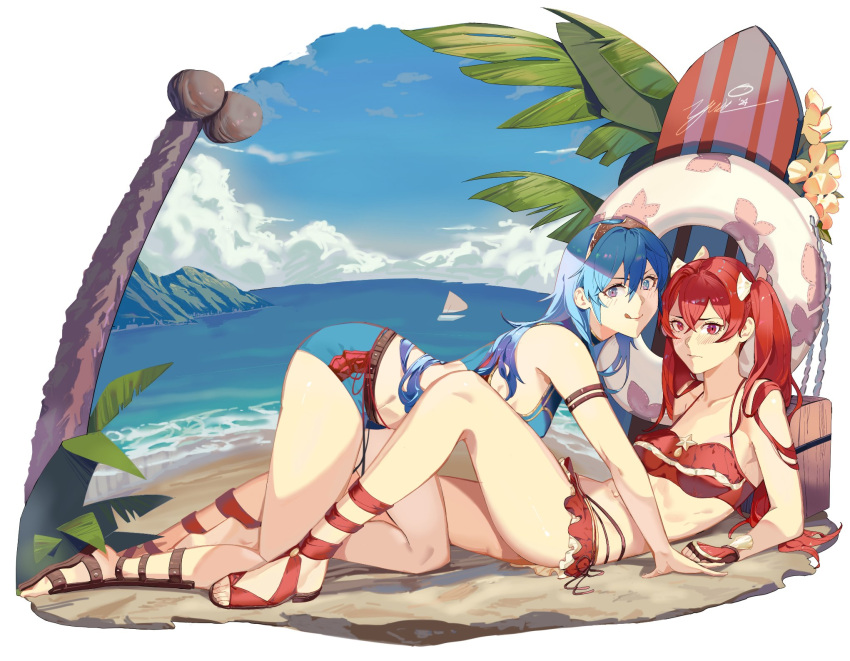 Rule 34 – 2girls all fours alternate costume beach bikini bikini skirt blue bikini blue eyes blue swimsuit blush boat coconut coconut tree cordelia (fire emblem) cordelia (fire emblem) (cosplay) cordelia (summer) (fire emblem) cosplay female female only fire emblem fire emblem awakening fire emblem cipher fire emblem heroes flower frilled bikini frills gladiator sandals highres legs licking lips looking at viewer lucina (fire emblem) multiple girls nintendo ocean official alternate costume palm tree red bikini red hair red swimsuit sand sandals severa (fire emblem) sports bikini surfboard swim ring swimsuit tiara toes tongue tongue out tree twintails watercraft yuri yusi vishnu | 10465079