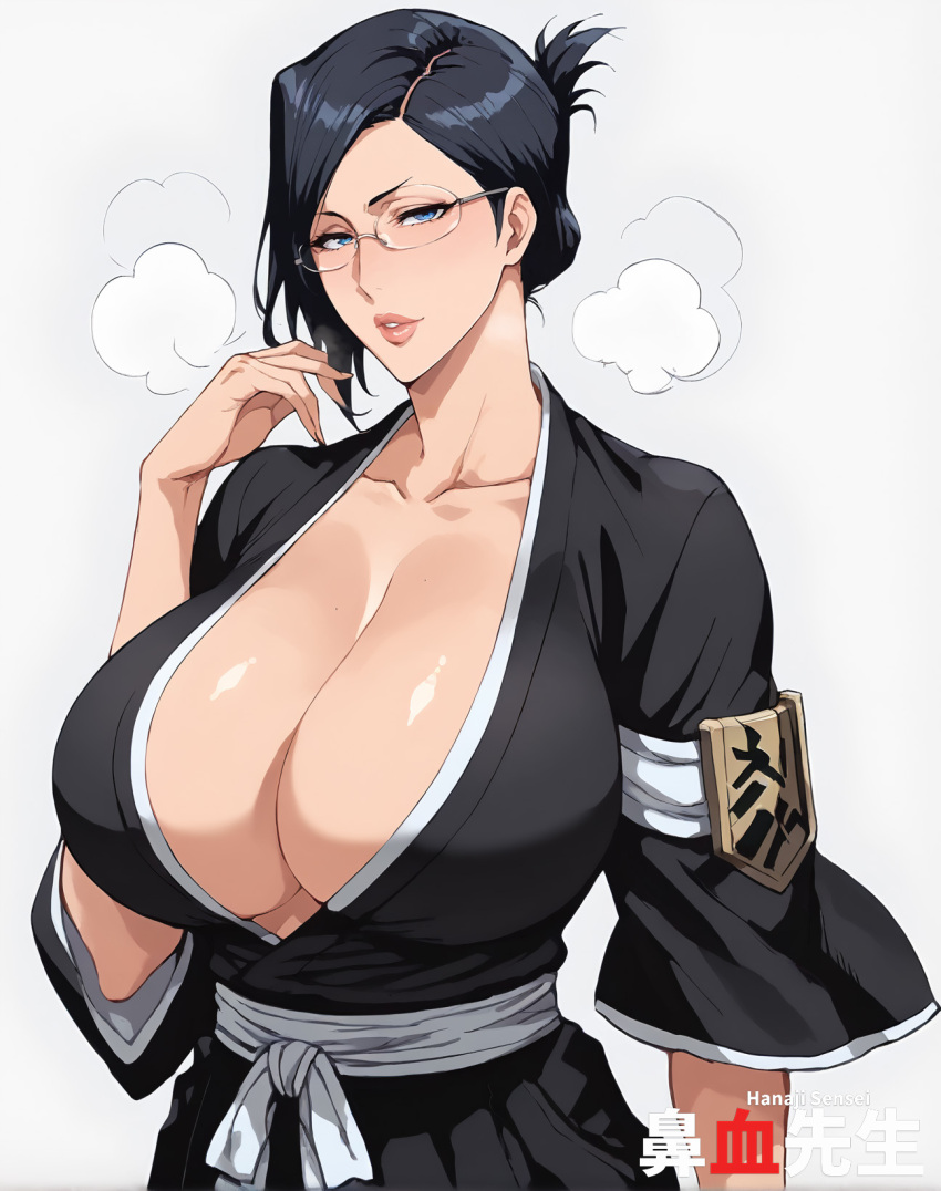 Rule 34 – 1girls ai generated black hair bleach bleach: the thousand-year blood war blue eyes breasts cleavage female glasses hanajisensei huge breasts ise nanao mature mature female shinigami 鼻血先生 | 10295465