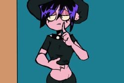 Rule 34 – 1girls ? animated animated areolae bangs big breasts black eyes black shirt breasts ear piercing elrav english text eyeliner eyes half open finger to mouth flashing flashing breasts goth goth girl hat hourglass figure inviting looking at viewer nipples purple hair shirt lift solo spiked choker spiked collar tagme valbun valbun (oc) video | 10464687