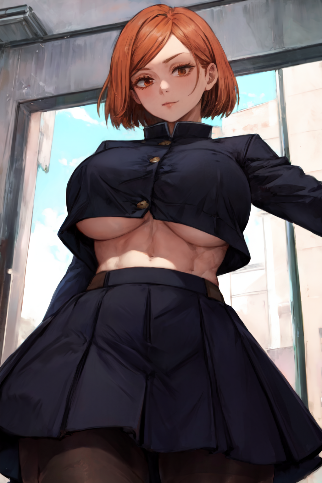 Rule 34 – 1girls ai generated big breasts breasts brown hair button down shirt female female only from below huge breasts jujutsu kaisen jujutsu tech uniform kugisaki nobara large breasts leggings looking at viewer midriff navel orange hair pleated skirt school uniform short hair skirt smile smirk solo solo female stable diffusion stockings tampopo toned toned female undersized clothes uniform | 10629463