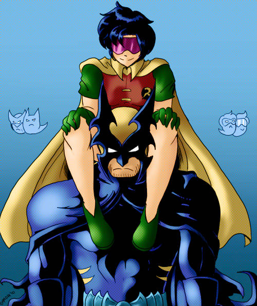 Rule 34 – 1boy 1boy1girl 1girls batman (series) bruce wayne clothed crossover dark claw dc comics dc vs. marvel female jubilation lee jubilee logan (x-men) logan wayne marvel marvel comics on back on shoulders sparrow (amalgam) wolverine (x-men) x-men | 10800605