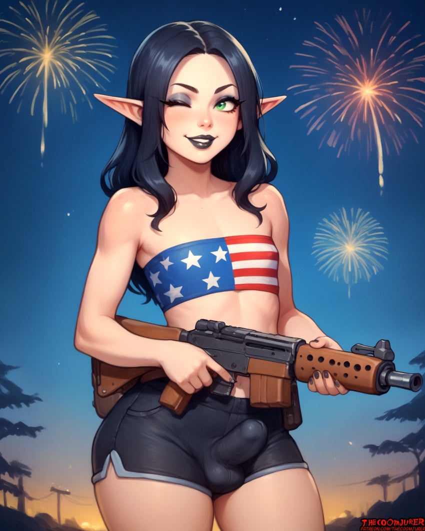 Rule 34 – 1boy 4th of july absurd res absurdres ai assisted ai generated american flag american flag bikini assault rifle black hair black lipstick blasck lips booty shorts bulge bulge through clothing crossdressing elf elf ears elf male eyebrows eyelashes eyeliner eyeshadow femboy fireworks flat chest green eyes high resolution highres holding object holding weapon lipstick long hair makeup one eye closed pale-skinned male pale skin parted hair petite petite body petite male pointy ears rifle shorts skinny skinny male small breasts thecoomjurer tomgirl trap trigger discipline tubetop twink wide hips wink | 10588255