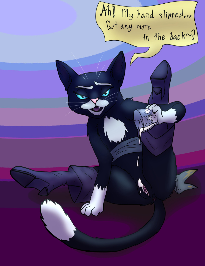 Rule 34 – absurd res anthro anus bedroom eyes belt black body black fur blue eyes bodily fluids boots container cum cum drip cum in a cup cum in container cum on pussy cup dialogue domestic cat dreamworks dripping felid feline felis female fur fuzzy genital fluids genitals glass glass container glass cup half-closed eyes hi res holding object kitty softpaws looking at viewer mammal multicolored body multicolored fur narrowed eyes on ground open mouth pouring pouring onto self puss in boots (dreamworks) puss in boots (film) puss in boots the last wish pussy question raised leg sash seductive shargasm shrek (series) simple background sitting smile solo speech bubble spread legs spreading teeth text tuxedo cat whiskers | 10648657