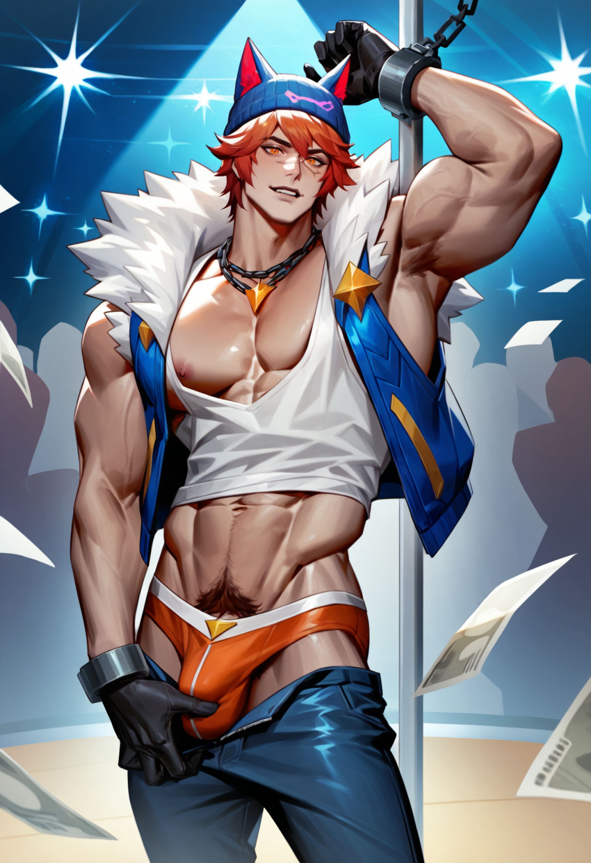 Rule 34 – 1boy ai generated armpits arms up bulge cocky gay gloves heartsteel series heartsteel sett league of legends looking at viewer male male only muscular necklace pants down penis pole sett smile smiling at viewer solo solo male tagme tight clothing underwear wankyc yaoi | 10546356