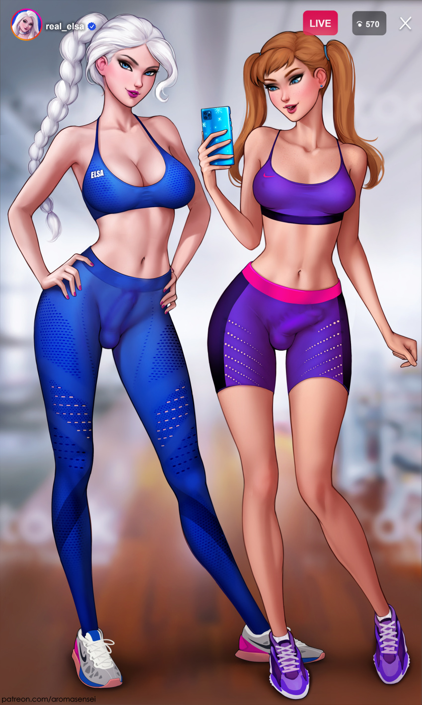 Rule 34 - 2futas Alternate Breast Size Anna (frozen) Aroma Sensei Balls  Balls Under Clothes Big Breasts Bike Shorts Blue Bottomwear Blue Eyes Blue  Topwear Boner Bra Braid Braided Hair Braided Ponytail