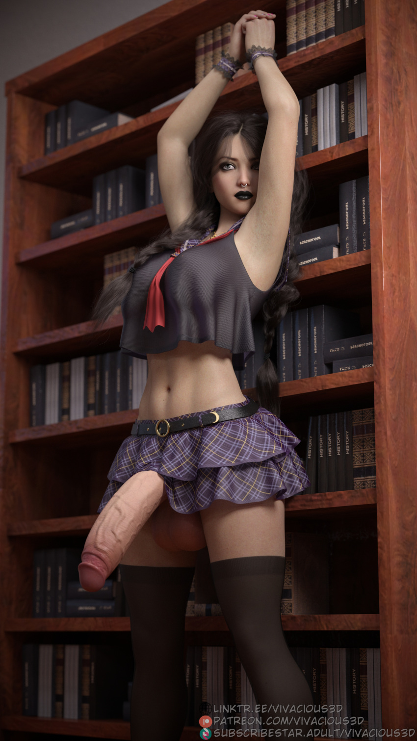 Rule 34 – 3d 3d (artwork) 3dx arms up black hair cock dickgirl futanari goth goth girl huge cock large penis nose piercing nose ring school uniform shirt skirt veiny penis vivacious3d | 10682548